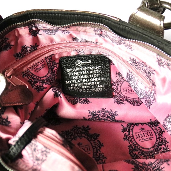 My Flat In London 'Brighton' Black Silver Sequin Shoulder Bag Purse Leather - Picture 11 of 13